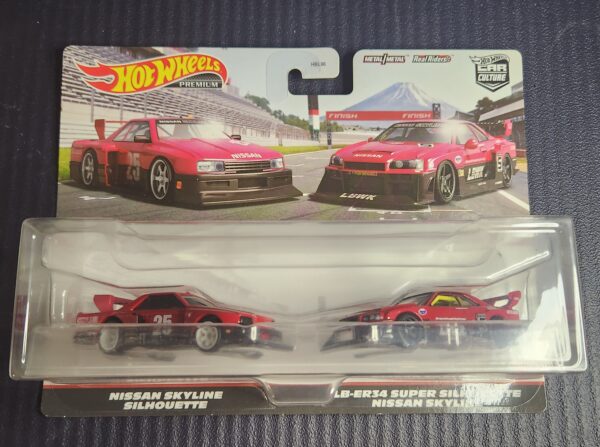 Hotwheels Premium Twin Pack Nissan Skyline Silhouette and LB-ER34 Super Silhouette Nissan Skyline